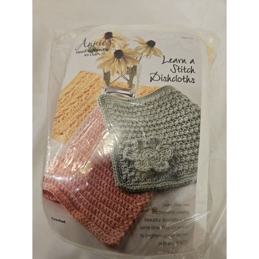 Annie’s Hook & Needle Kit Club - Learn A Stitch Dishcloths - Crochet or Knit